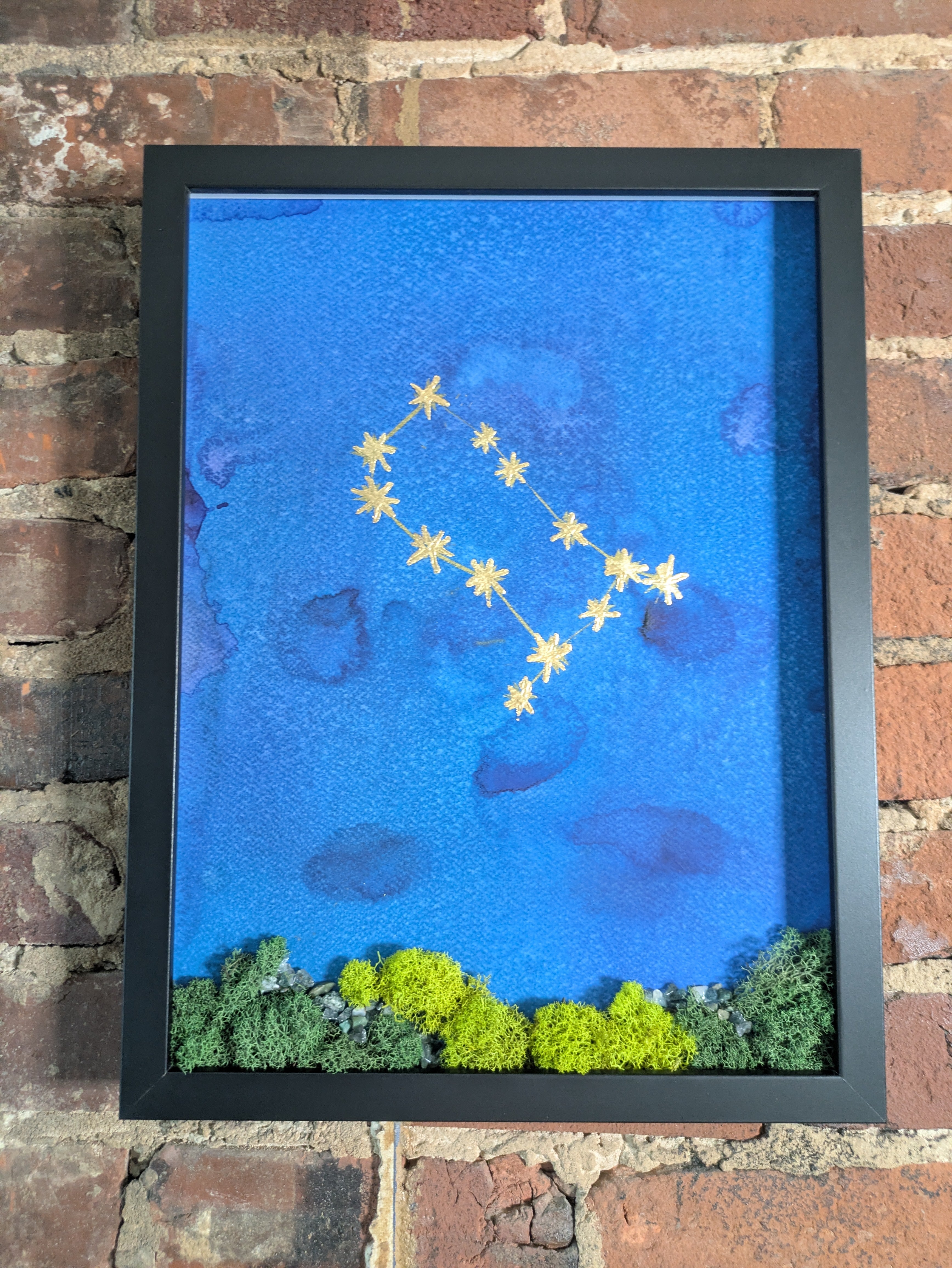 Golden Gemini — No. 1 | Original Zodiac Moss & Crystal Art