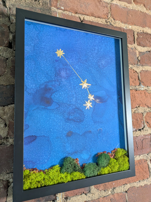 Golden Aries — No. 1 | Original Zodiac Moss & Crystal Art