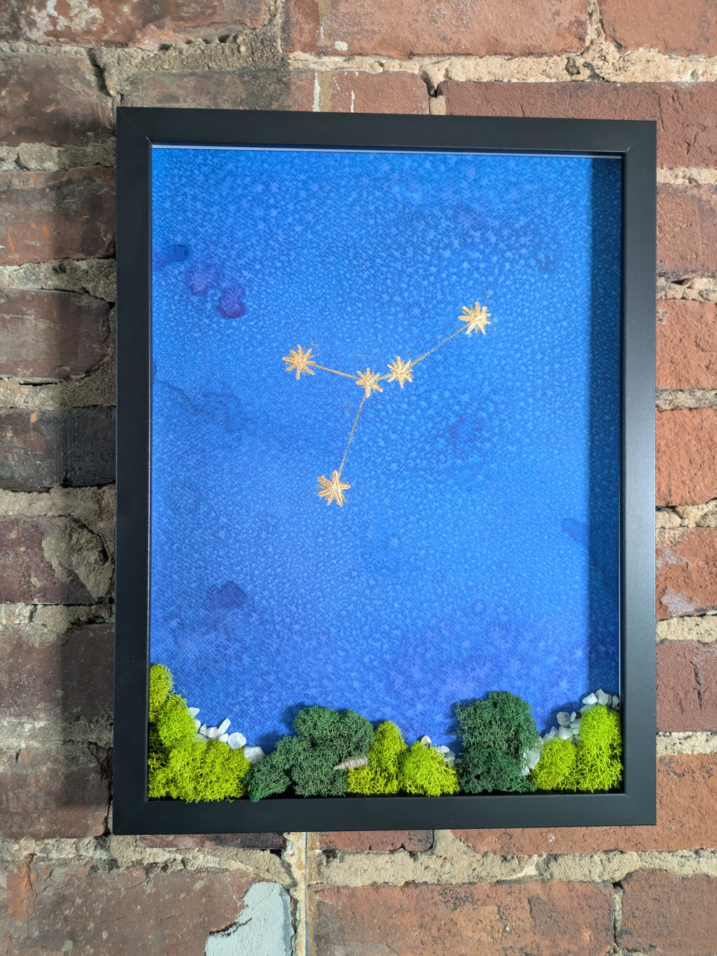 Golden Cancer — No. 1 | Original Zodiac Moss & Crystal Art